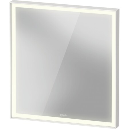 Duravit L-Cube Mirror, 25 5/8 X2 5/8 X27 1/2  White Aluminum Matt, Light Field, Square, Lc738000000 LC7380000006000